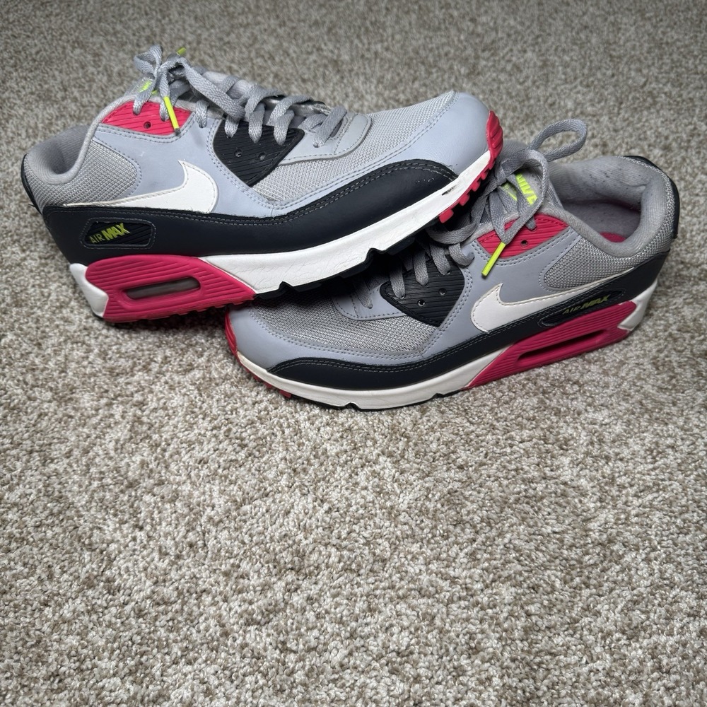 Nike Air Max 90 Men's Size 9 Wolf Grey Rush Pink Sneakers Shoes AJ1285